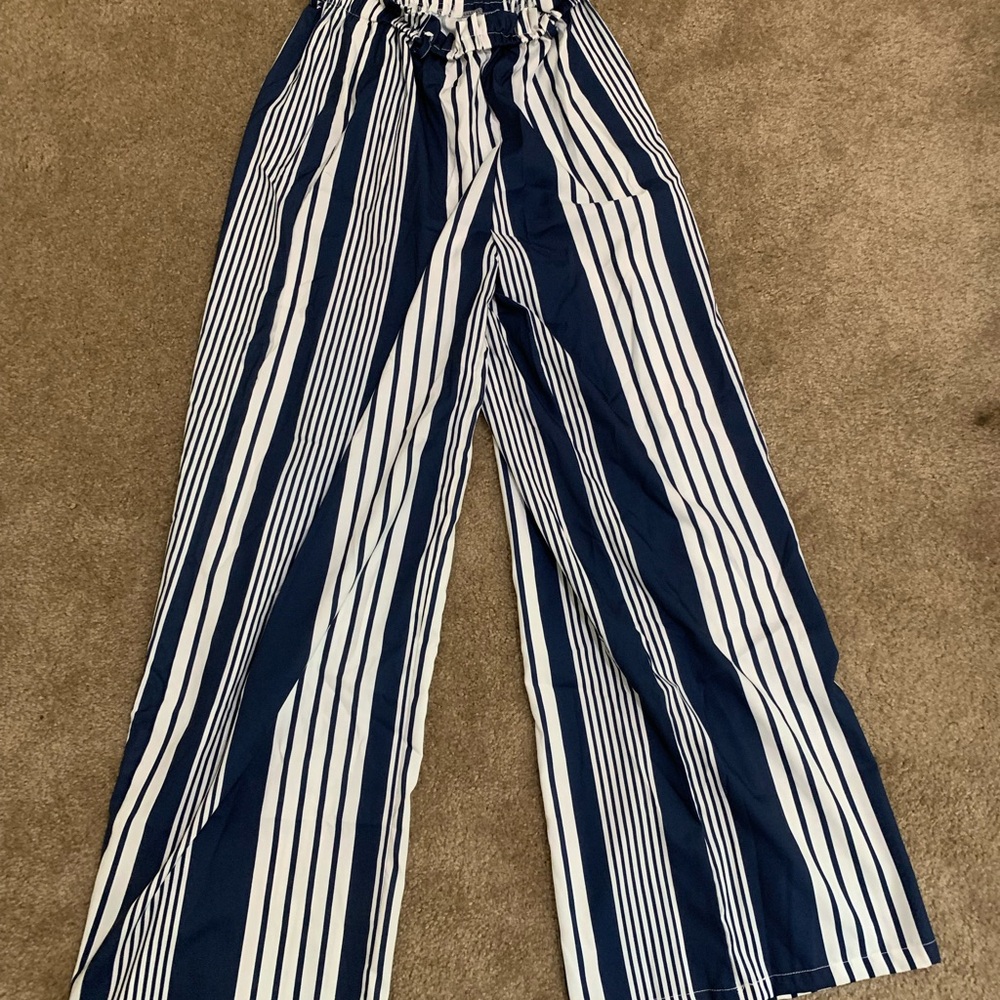 Chico's Blue and White Striped Top